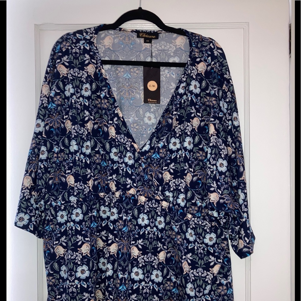 Pretty plus size floral faux wrap top